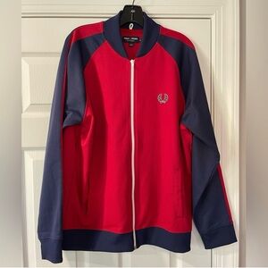 Fred Perry Men's Red and Navy Bomber Jacket